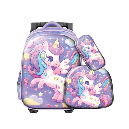 Pack Scolaire 3 Pièces Premium – Cartable à Roulettes Trolley